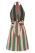 San Agustín Linen Mini Dress / Green Artisanal Stripes
