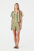 San Camilo Linen Short / Green Artisanal Stripes
