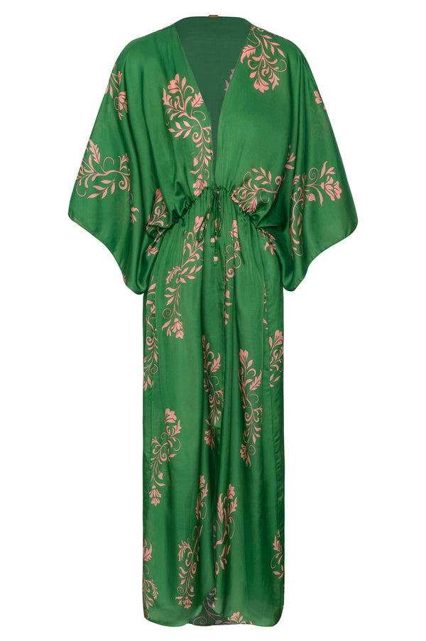 San Cipriano Cotton Silk Tunic / Green Buganvilias