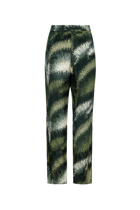 Santo Tomás Silk Jacquard Pants / Green Brushed