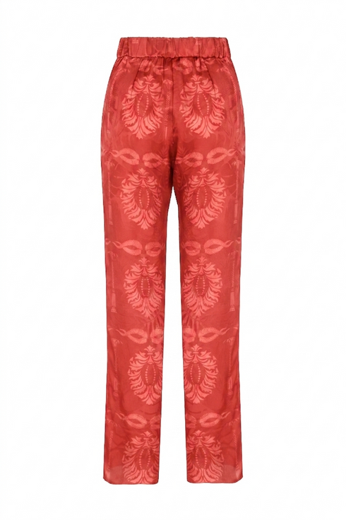 Santo Tomas Jacquard Silk Pants / Red Exclusivo