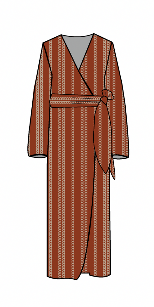 Hojarasca Silk Satin Wrap Maxi Dress / Red Chains
