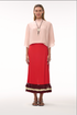 Rocio Cotton Midi Skirt / Red & Handmade Wine Tassels