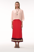 Rocio Cotton Midi Skirt / Red & Handmade Wine Tassels