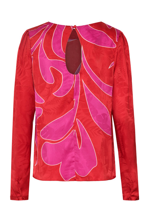 Sevilla Silk Jacquard Blouse / Red & Fuchsia Maxi Buganvilia