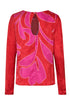 Sevilla Silk Jacquard Blouse / Red & Fuchsia Maxi Buganvilia