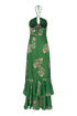 Sevillana Cotton Silk Maxi Dress / Green Buganvilias