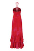 Sevillana Silk Crepe Maxi Dress / Red & Fuchsia Buganvilias