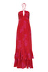 Sevillana Silk Crepe Maxi Dress / Red & Fuchsia Buganvilias