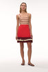 Micaela Linen Mini Dress / Red Stripes & Handmade Wine Tassels