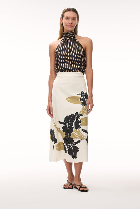 El Carmen Cotton Midi Skirt / Black Orchids