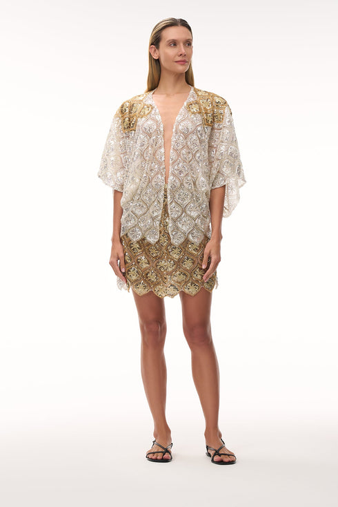 Las Ventas Palms Sequined Mini Skirt / Silver & Gold