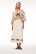 El Carmen Embroidered canvas Midi Skirt / Ivory