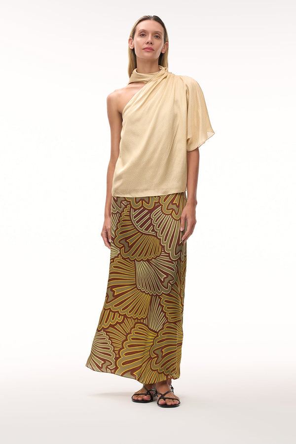 Chiminango Satin Silk Blouse / Butter Reptile