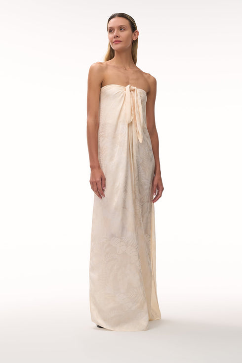 Cayetana Silk Jacquard Maxi Dress / Ivory Rainforest