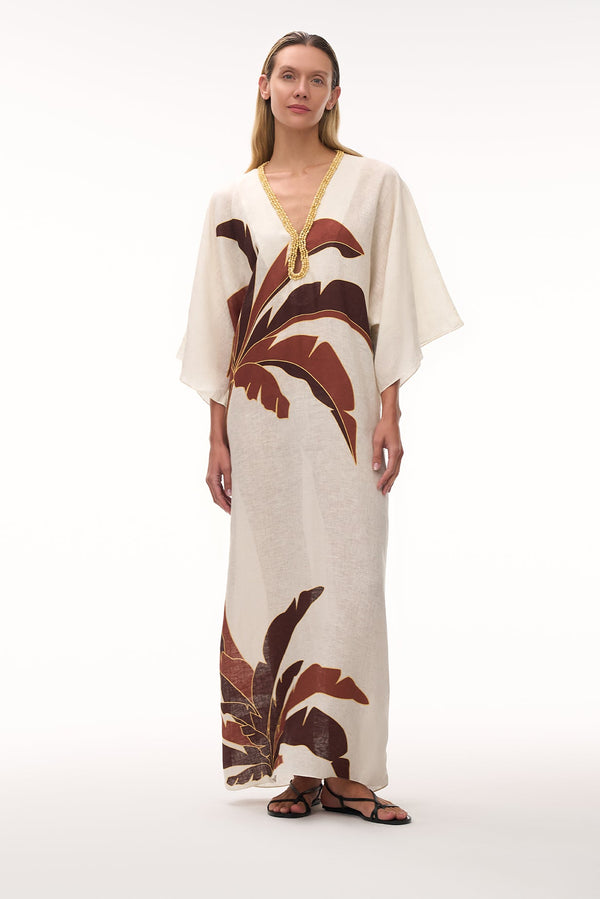 Andina Hand Embroidered Linen Tunic / Terra Palm