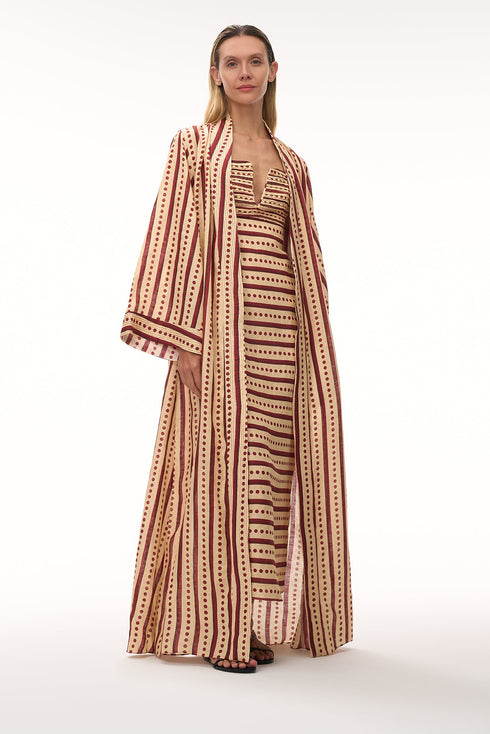 Rafaela Linen Kaftan / Red Stripes