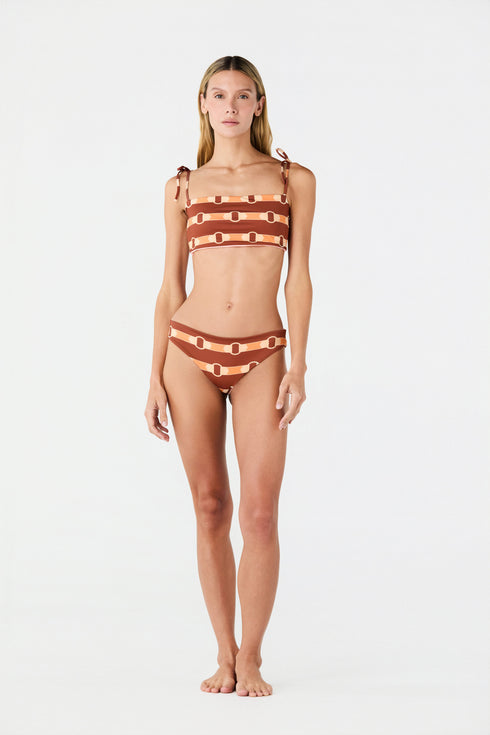 Sunset Waves Bottom / Orange Horse Reins - Peach