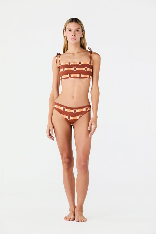 Sunset Waves Bottom / Orange Horse Reins - Peach