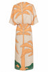 Topacio Linen Midi Tunic Dress / Peach Palms