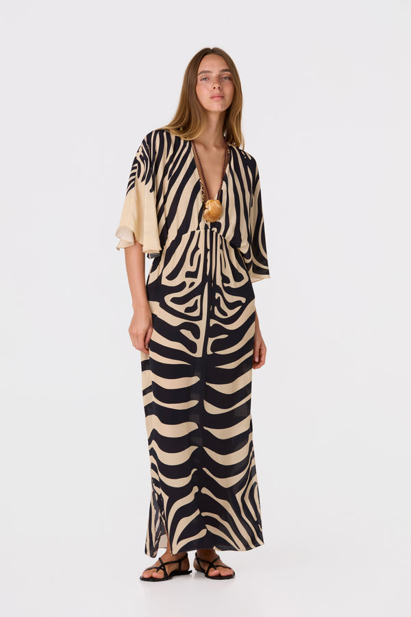 Topacio Crepe Chine Midi Tunic Dress / Zebra