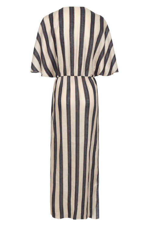 Topacio Linen Midi Tunic Dress / Navy Stripes