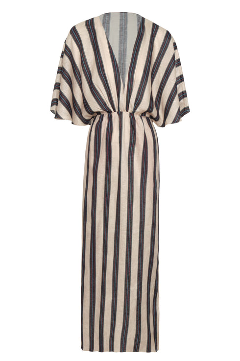Topacio Linen Midi Tunic Dress / Navy Stripes