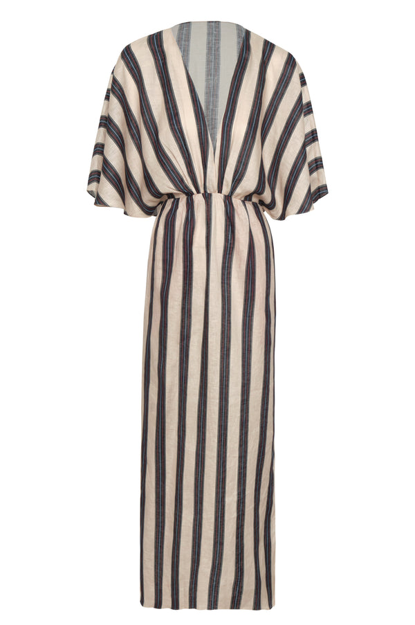 Topacio Linen Midi Tunic Dress / Navy Stripes