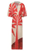 Topacio Linen Midi Tunic Dress / Orange Palms