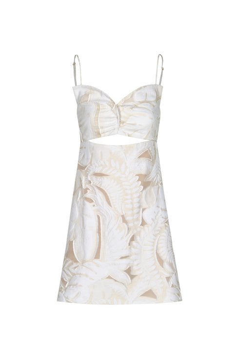 Victoria Jacquard Coupe Mini Dress / Ecru