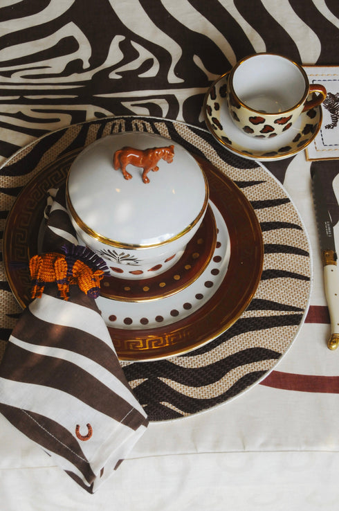 Zebra Embroidered Linen Napkins / Set of 4