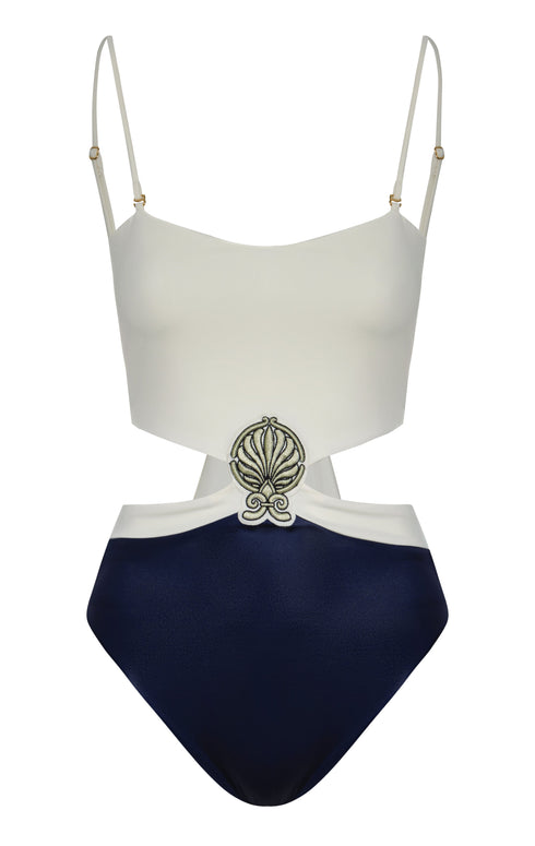 Pestana Embroidered One Piece / Navy - Ivory