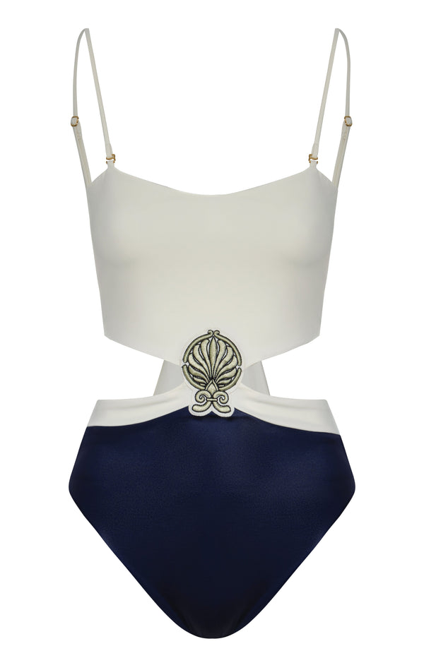 Pestana Embroidered One Piece / Navy - Ivory