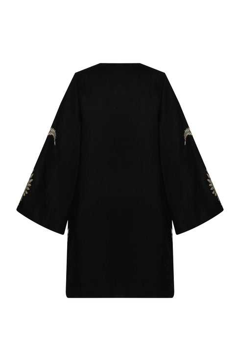Joaquina Embroidered Linen Mini Tunic / Black