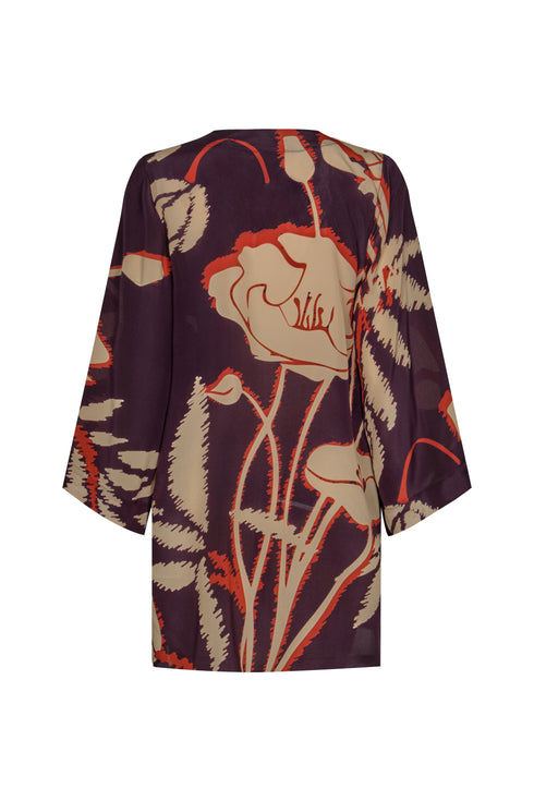 Joaquina Crepe Chine Mini Tunic / Purple Gladiolos