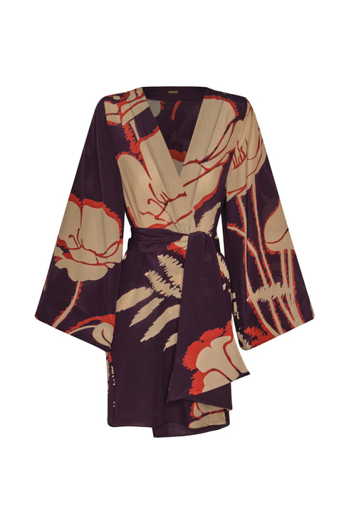 Joaquina Crepe Chine Mini Tunic / Purple Gladiolos