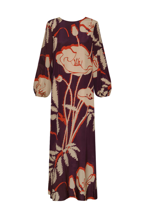 Lisboa Crepe Chine Maxi Dress / Purple Gladiolos