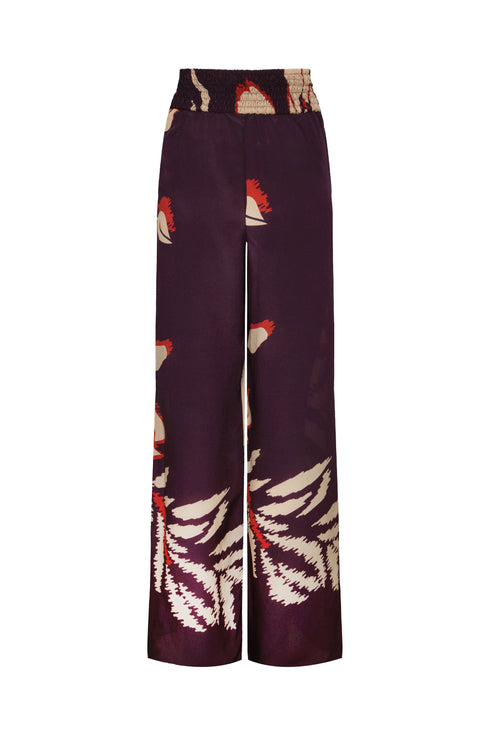 San Cipriano Crepe Chine Pants / Purple Gladiolos