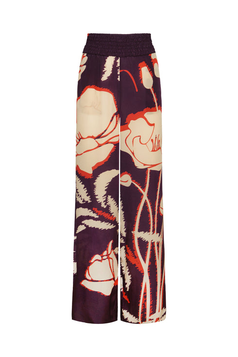 San Cipriano Crepe Chine Pants / Purple Gladiolos