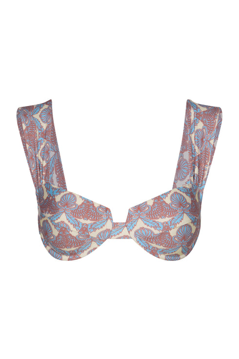 Sabina Top / Sky Blue Ornaments - Ivory