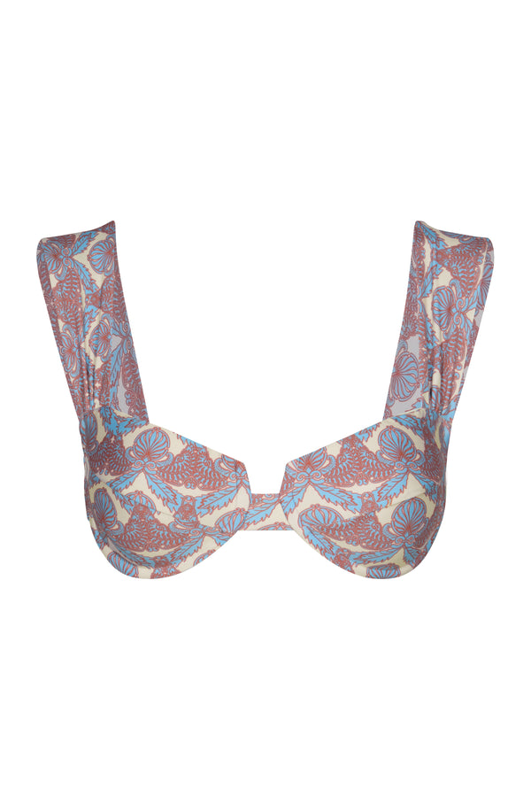 Sabina Top / Sky Blue Ornaments - Ivory