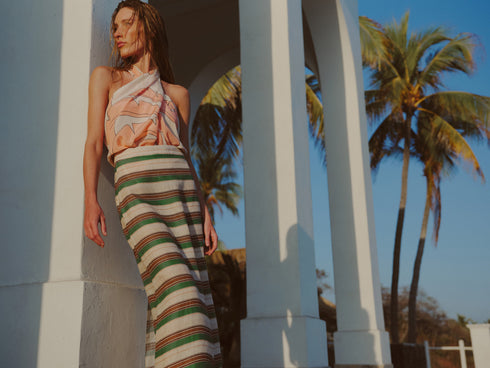 Cayetana Silk Crepe Blouse / Peach Palms