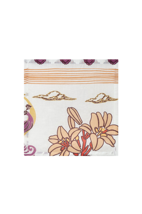 White Enchanted Garden Linen Napkins / Set of 4
