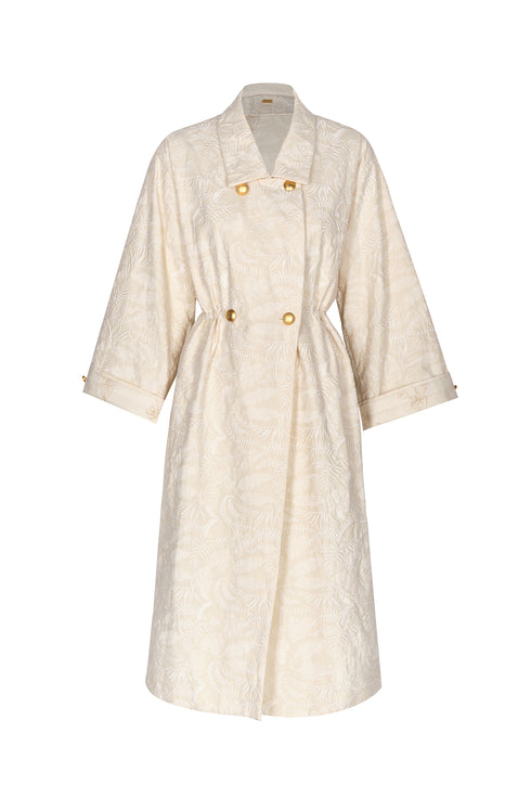 La Monumental Embroidered Coat / Ecru