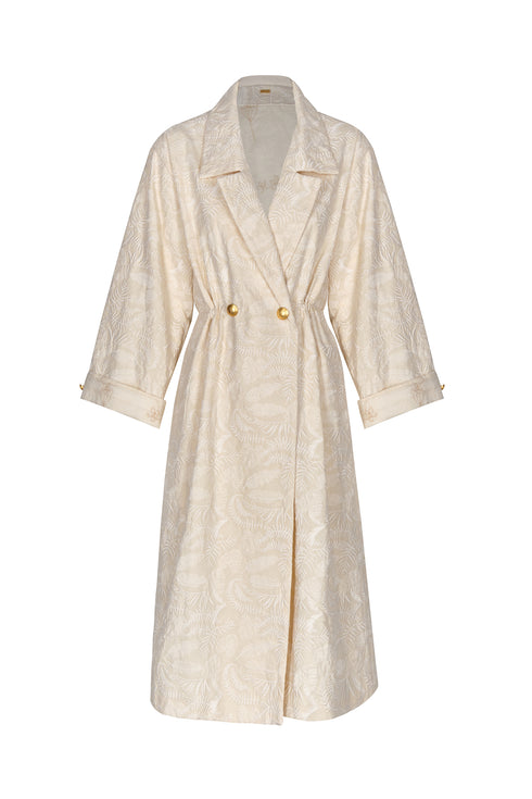 La Monumental Embroidered Coat / Ecru