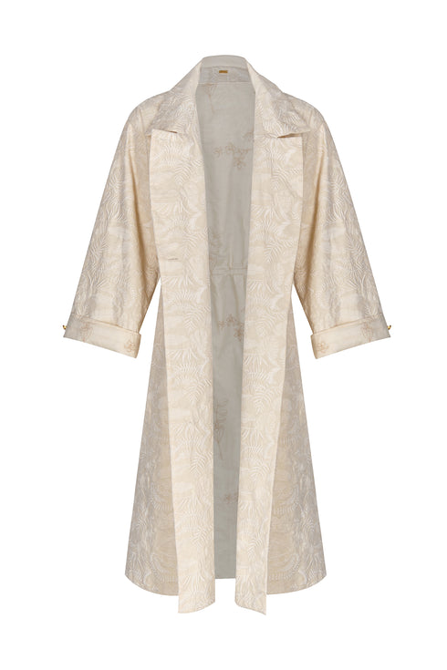 La Monumental Embroidered Coat / Ecru