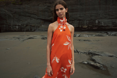 Costa Pacifica Cotton-Silk Dress / Orange Chontaduro