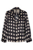 Noches de Luna Satin Silk Blouse / Black Mini Palms Cream