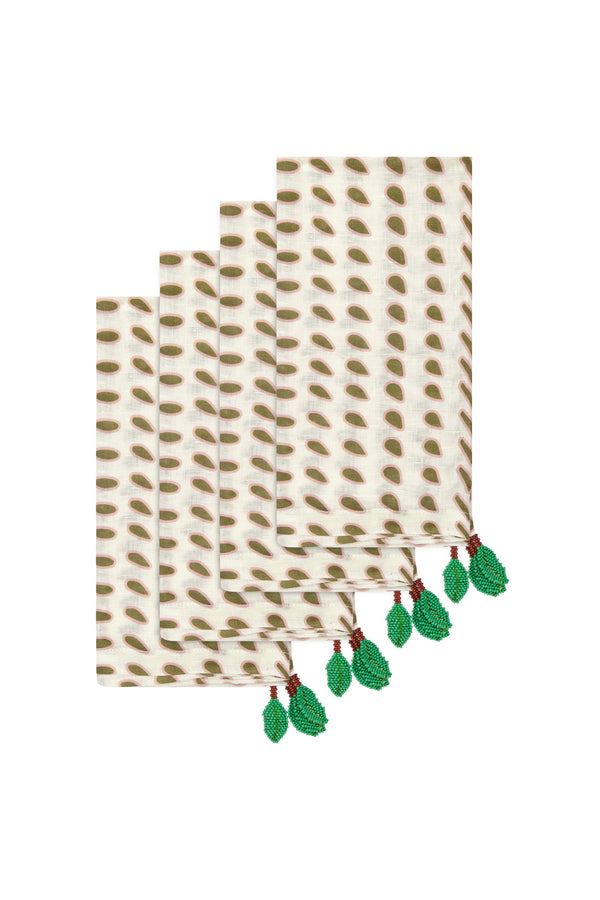 Green Seeds Linen Napkins / Set of 4
