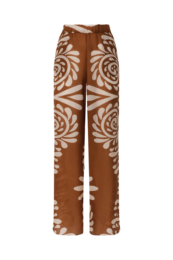 San Benito Cotton Silk Pants / Brown Arabesque